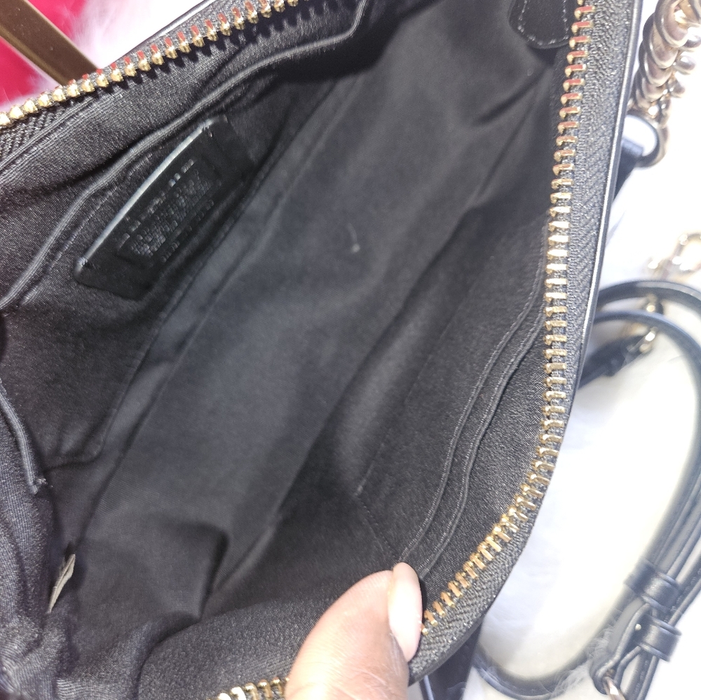 Coach Teri  2 Way Signature  Shoulder Bag with Monogram Pattern Dark Brown - Picture 4 of 8